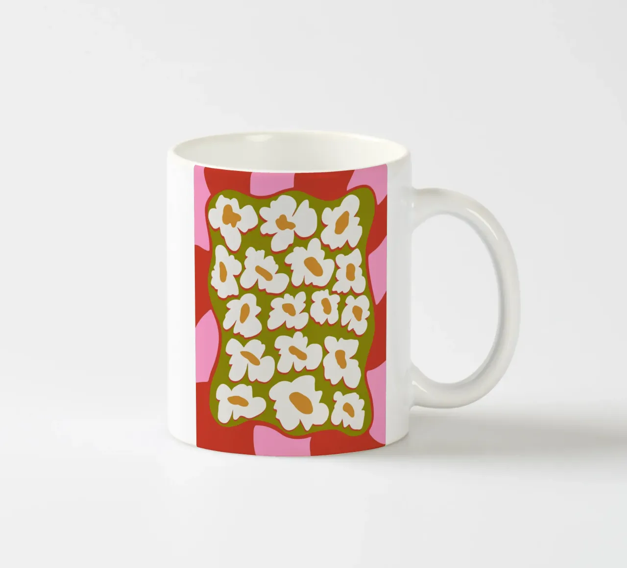 70er Jahre Retro Bloom Keramik Tasse von Miho Art Studio