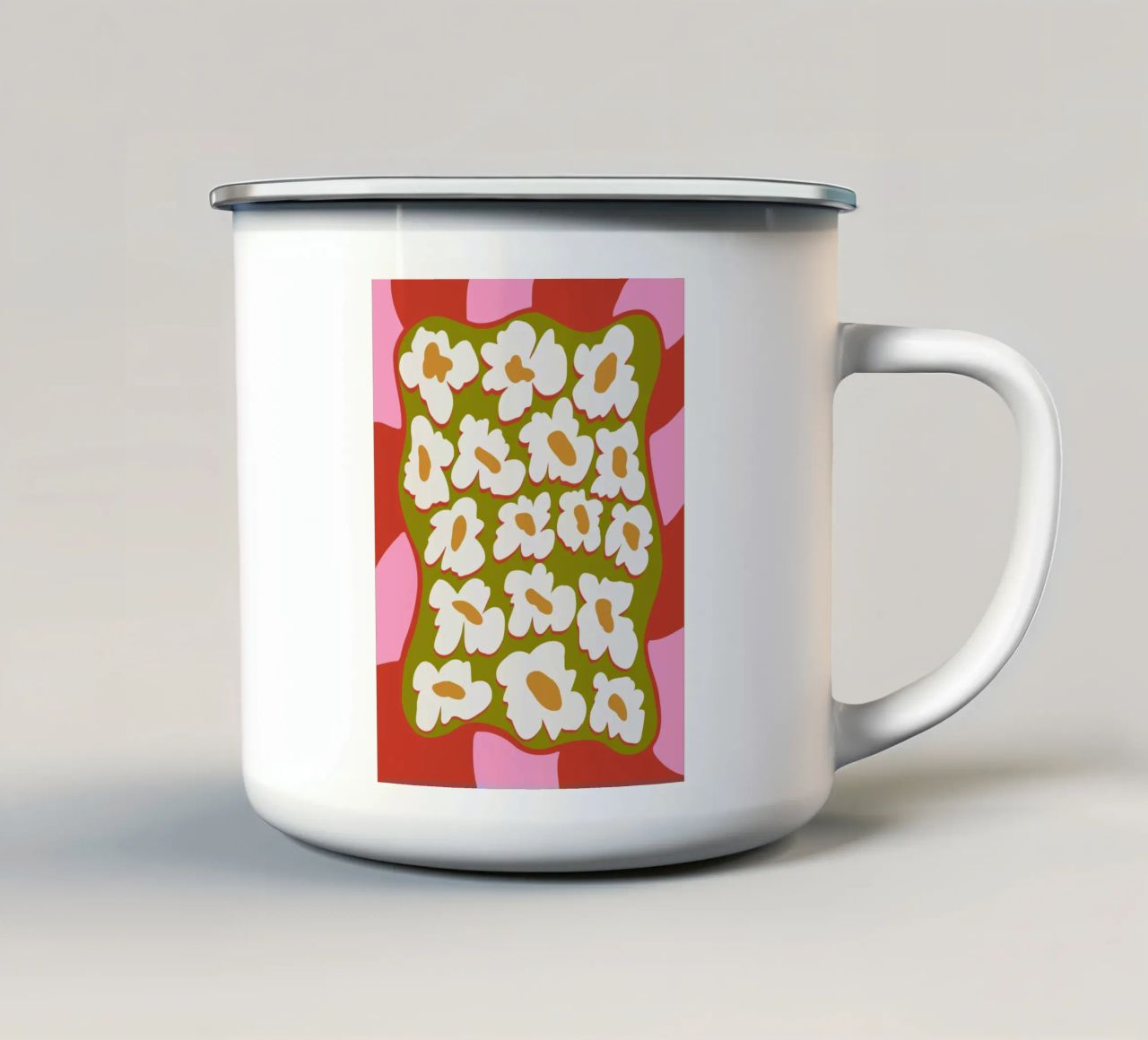 Bloom retrò anni '70 tazza in smalto da Miho Art Studio