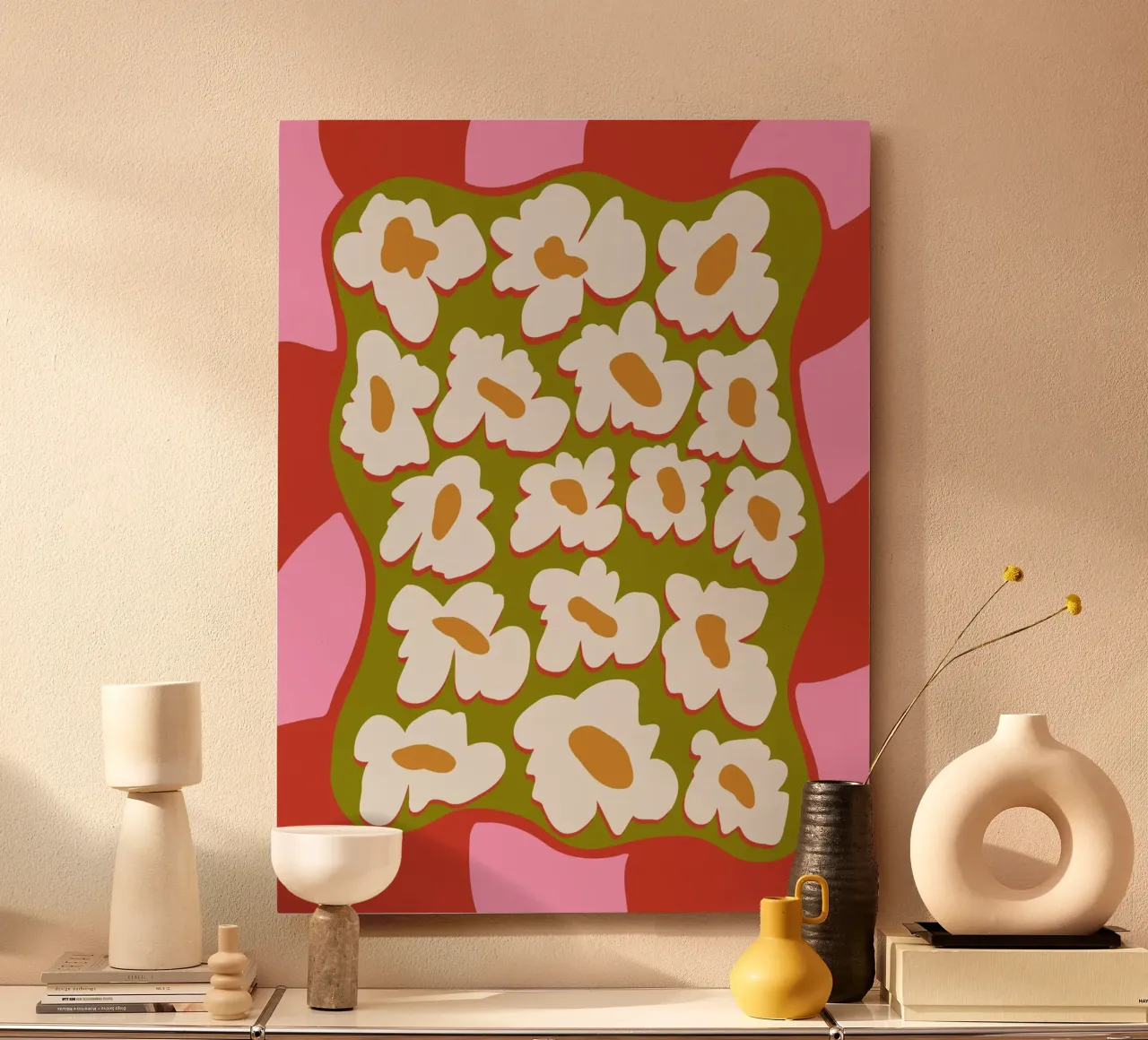 Bloom retrò anni '70 alluminio dibond da Miho Art Studio