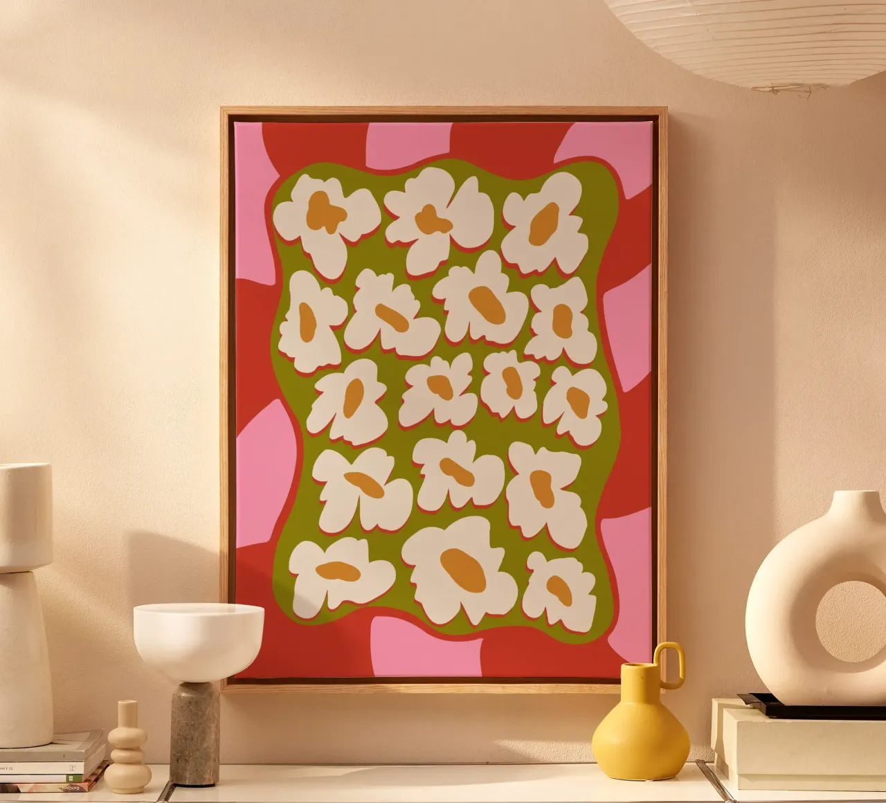 Bloom retrò anni '70 tela con Cornice a cassetta da Miho Art Studio