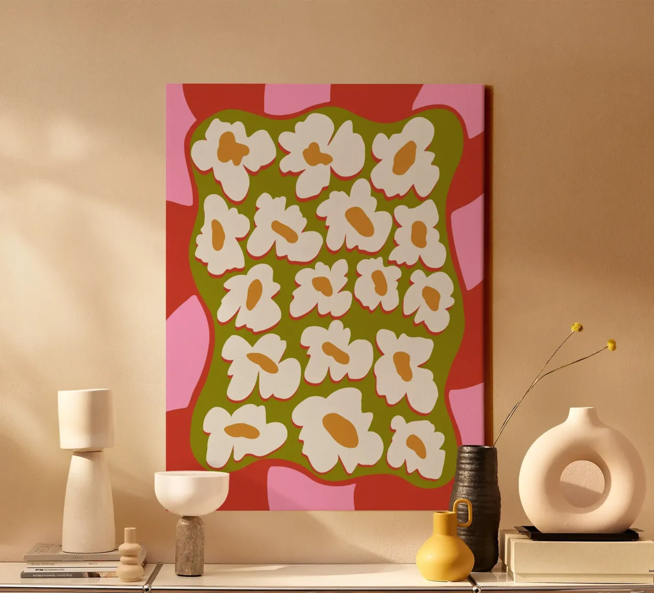 Bloom retrò anni '70 tela con Cornice a cassetta da Miho Art Studio