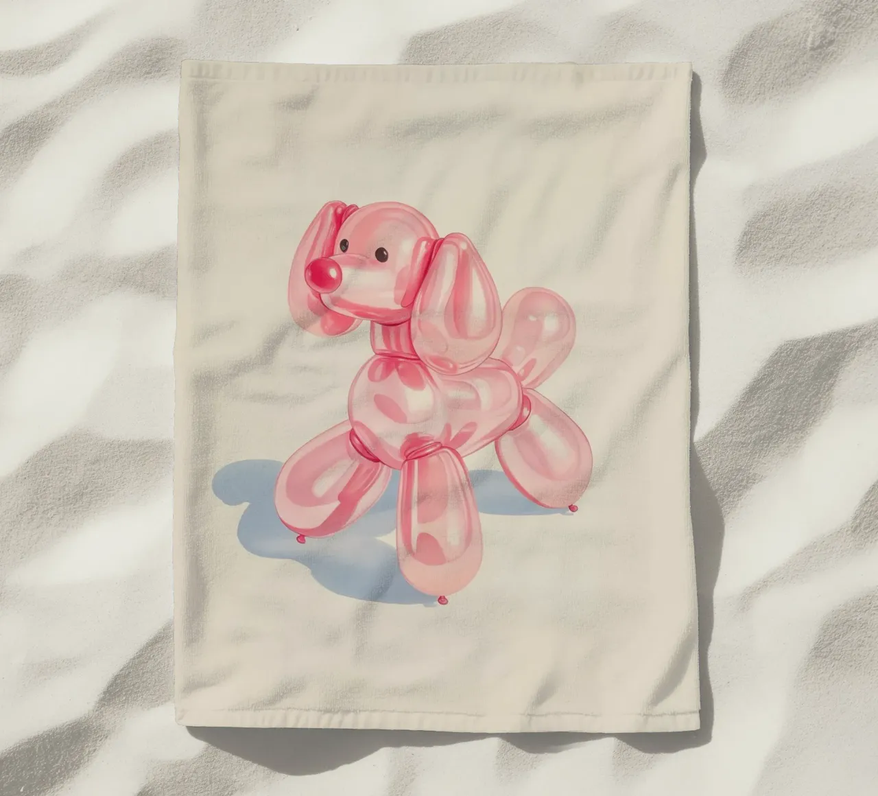 Rosa Luftballon-Hund Strandtuch von Jungle Joy Art