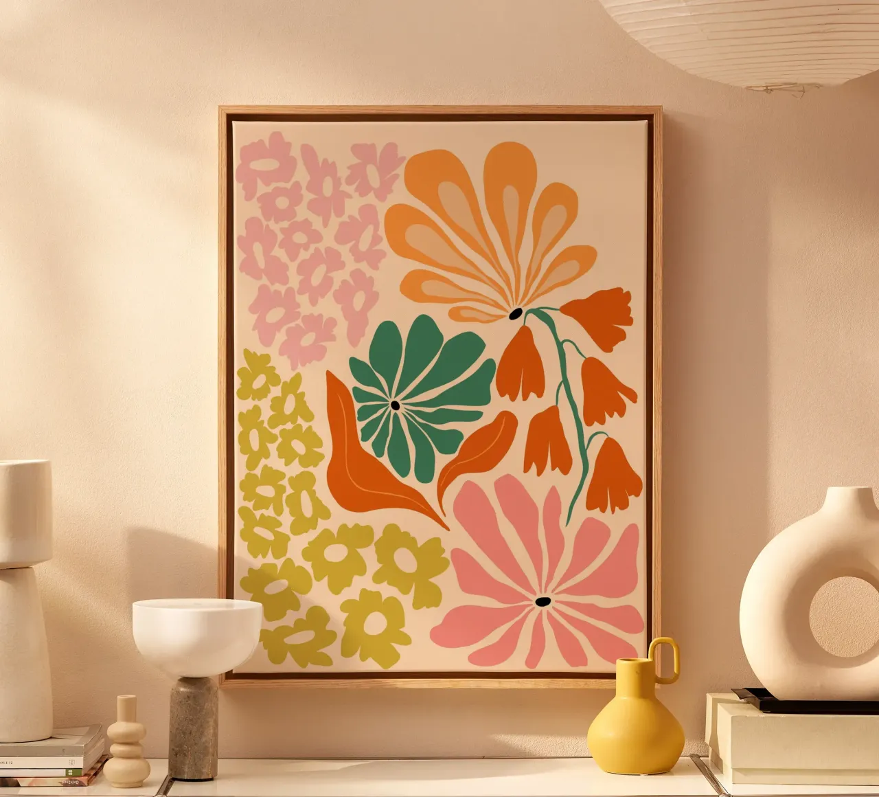 Blossom Bliss lienzo con Marco flotante de Miho Art Studio