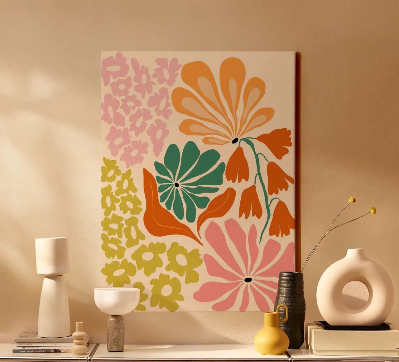 Blossom Bliss lienzo con Marco flotante de Miho Art Studio