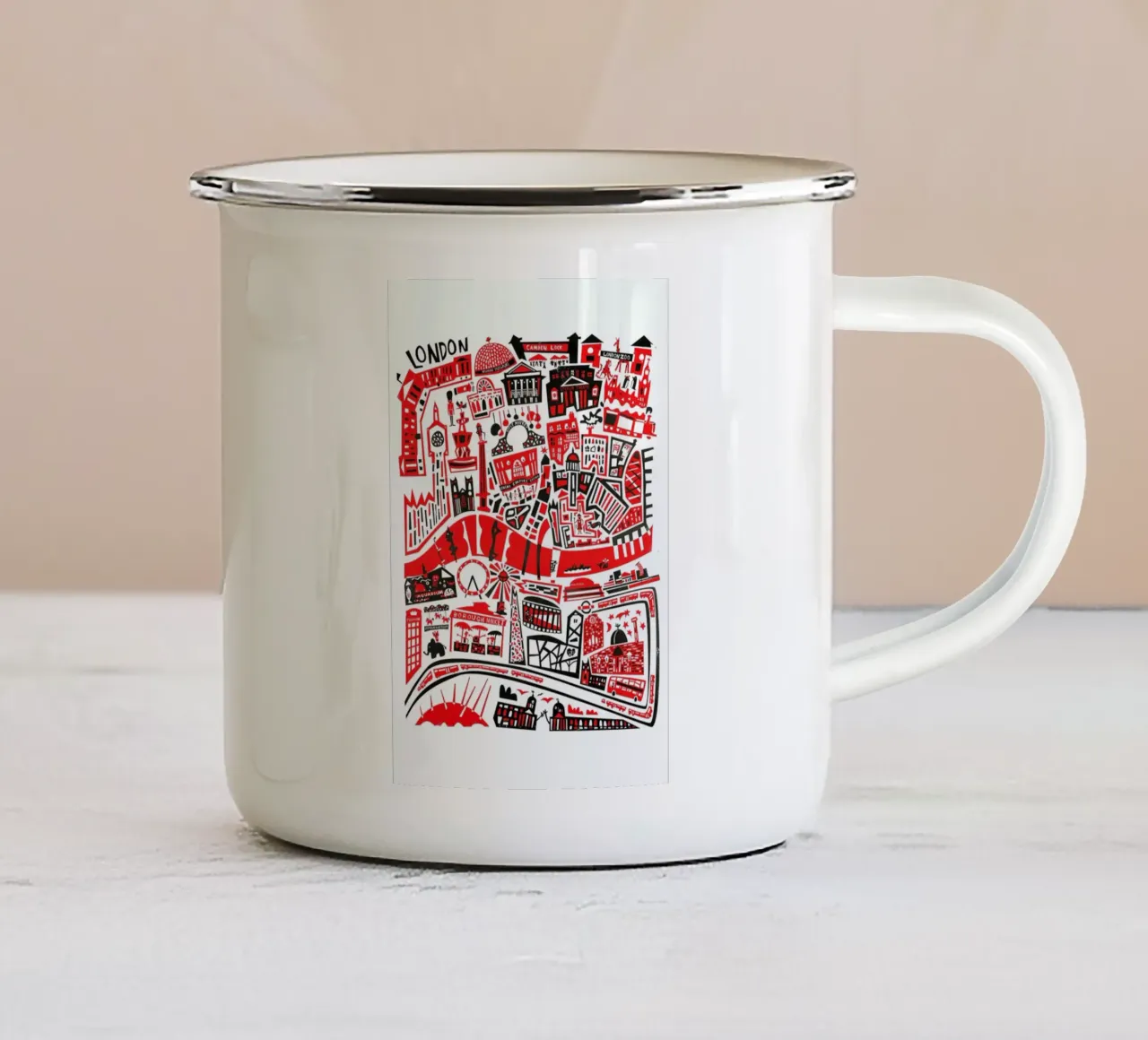 Busy London Map tazza in smalto da Fox & Velvet