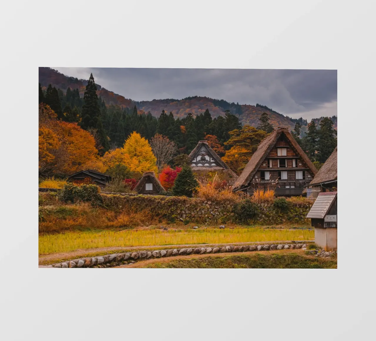 Case coloniche giapponesi in autunno - Shirakawa-go pellicola backlit da Marcel Bisig
