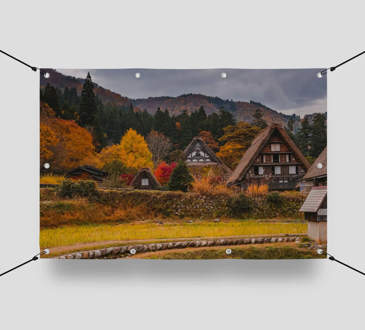 Case coloniche giapponesi in autunno - Shirakawa-go telo in pvc da Marcel Bisig