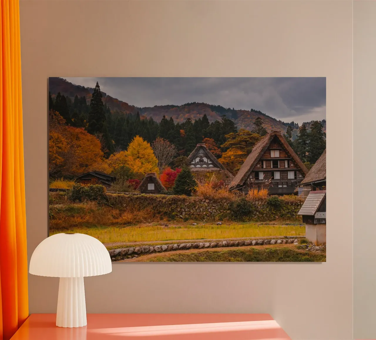 Case coloniche giapponesi in autunno - Shirakawa-go carta hahnemühle da Marcel Bisig