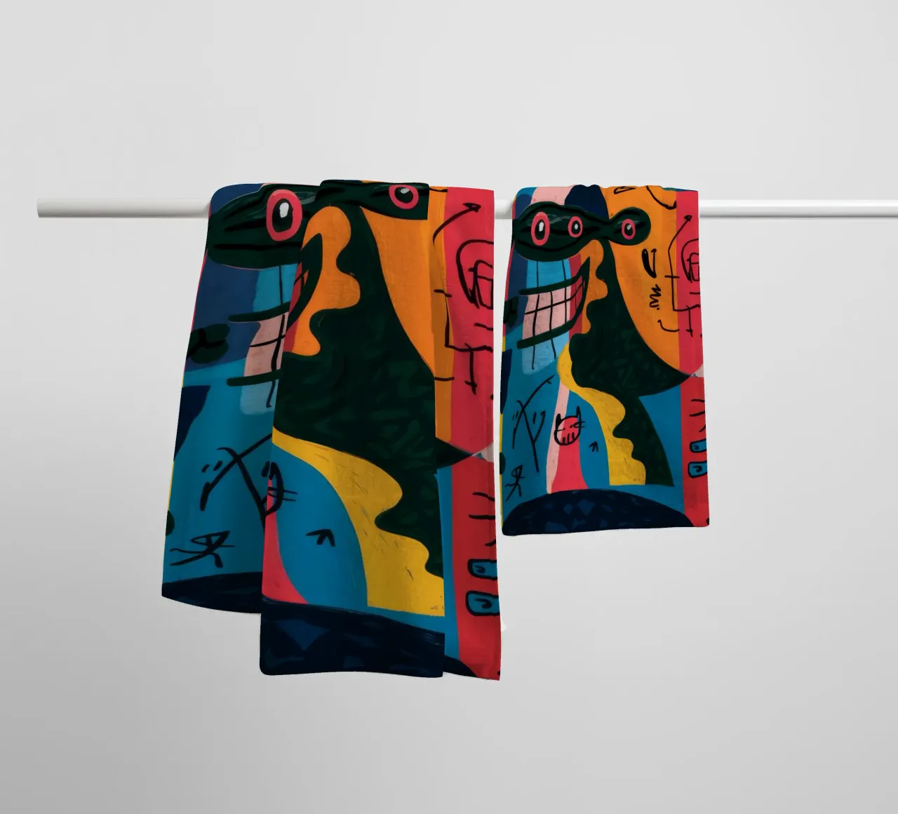 Surreal Faces towel by Monarco Virtuoso
