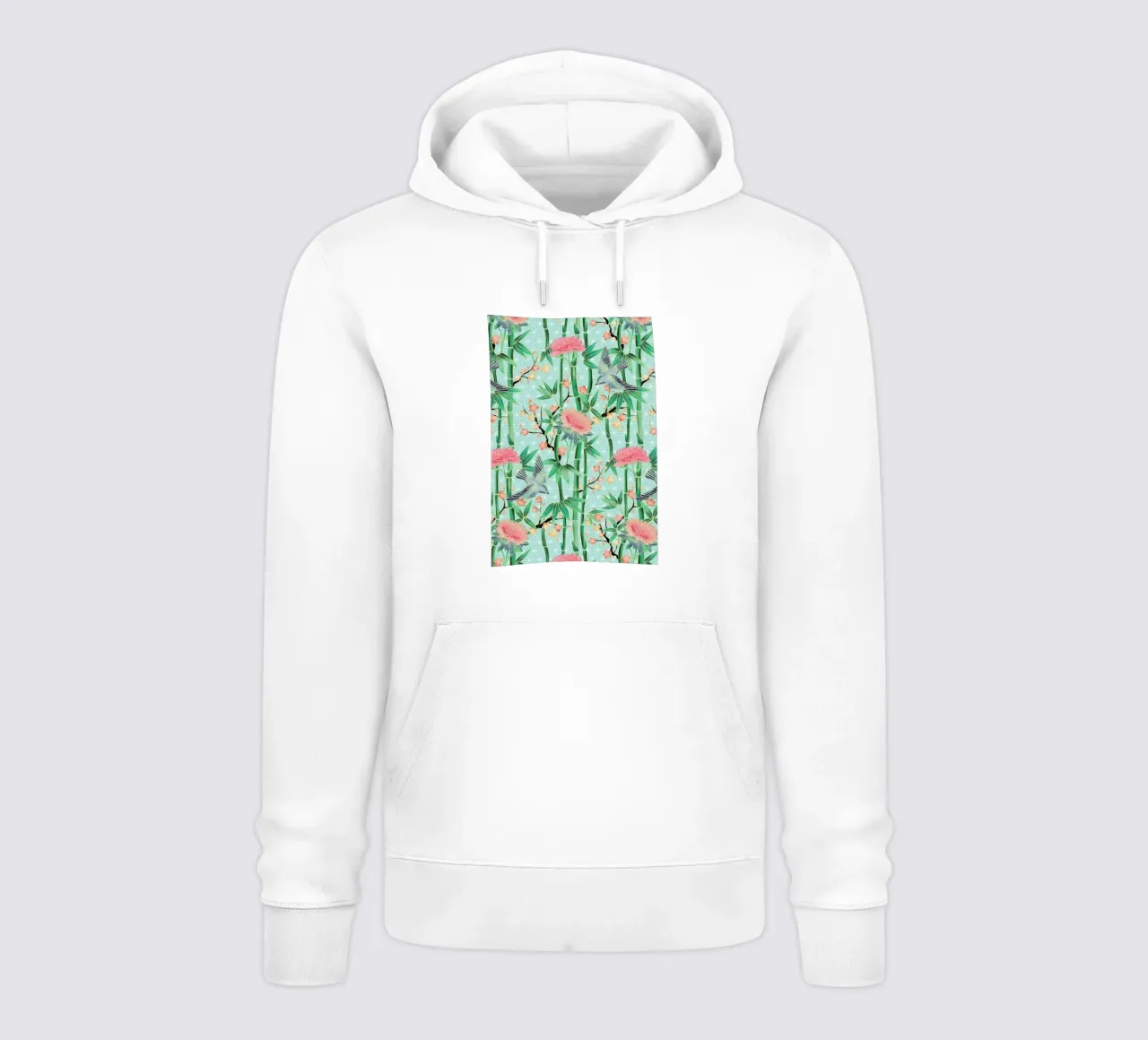 Bamboo Birds and Blossom Mint felpa con cappuccio da Micklyn Le Feuvre