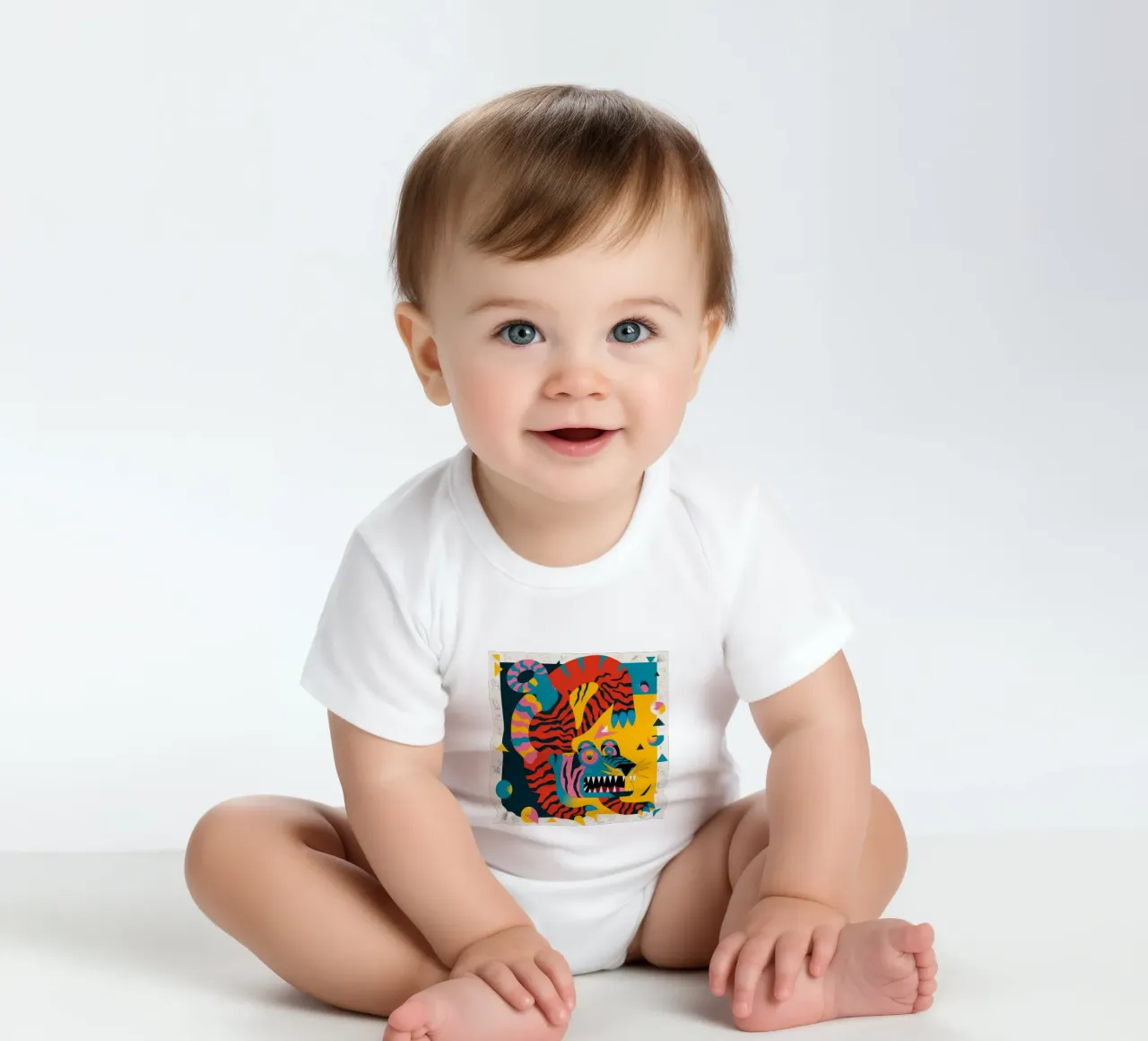 Fierce Creature short-sleeve baby romper by Monarco Virtuoso