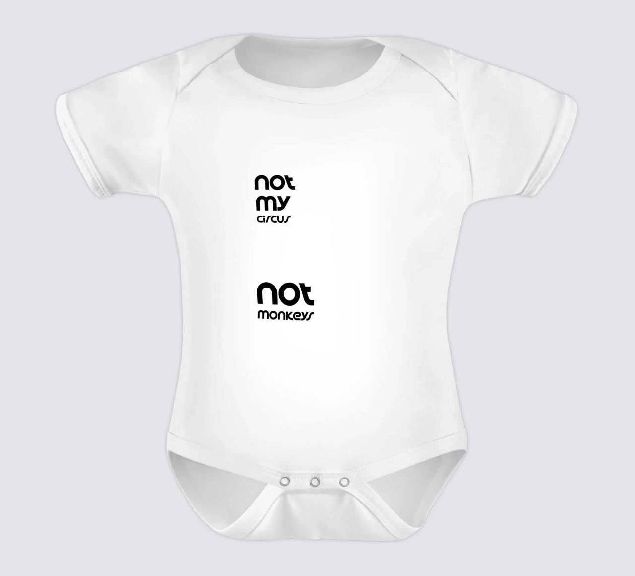 Not My Circus Not Monkeys Einfache minimalistische Typografie Kurzarm Babybody von YV TYPOGRAPHY