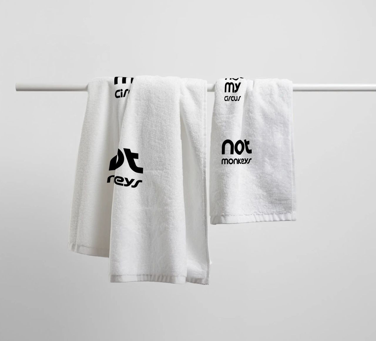 Not My Circus Not Monkeys Simple Minimalist Typography towel by YV TYPOGRAPHY