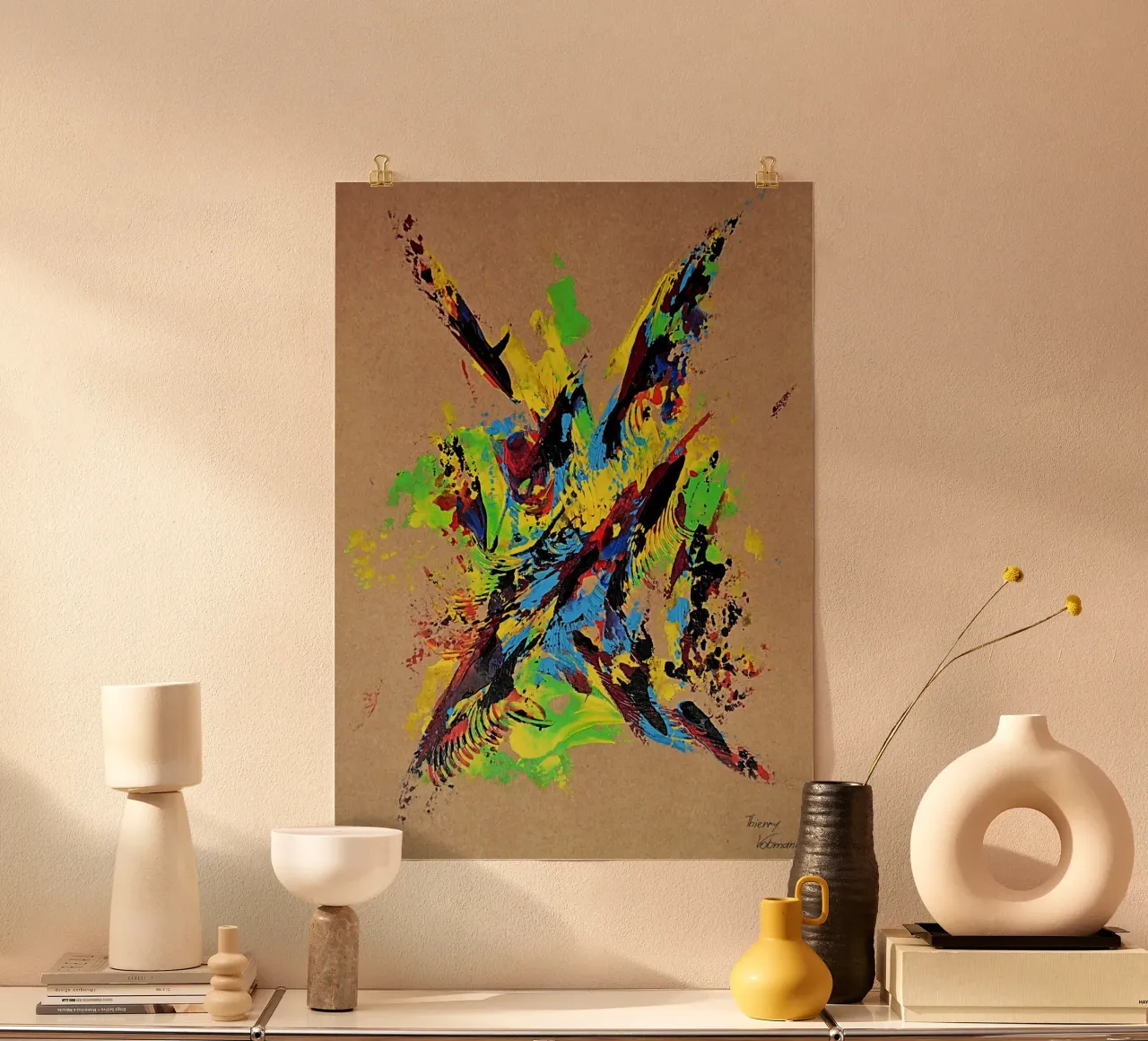 NATURAL STYLE 33 poster con telaio in alluminio da Thierry Vobmann Abstract painting