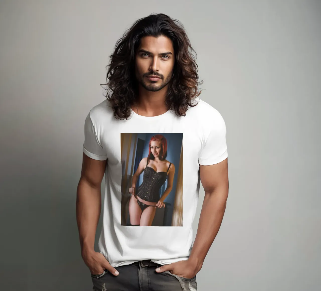 EDV in lingerie t-shirt by Dave Hare Photography