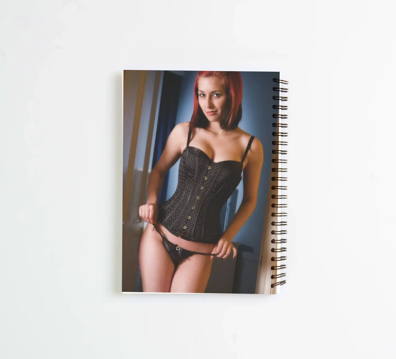 EDV in lingerie spiral notebook by Dave Hare Photography