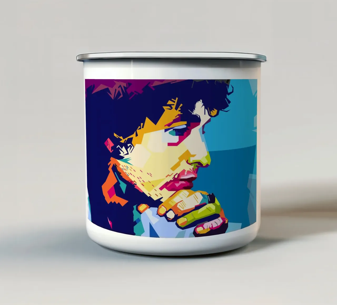 WPAP im Bob-Dylan-Stil Emaille Tasse von SW Artwork