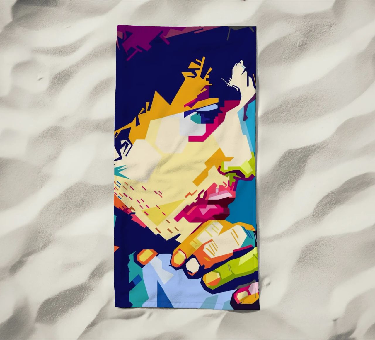 Bob Dylan-stijl WPAP strandhanddoek van SW Artwork