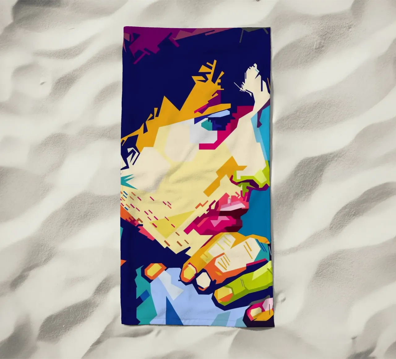 Bob Dylan Style WPAP beach towel by SW Artwork
