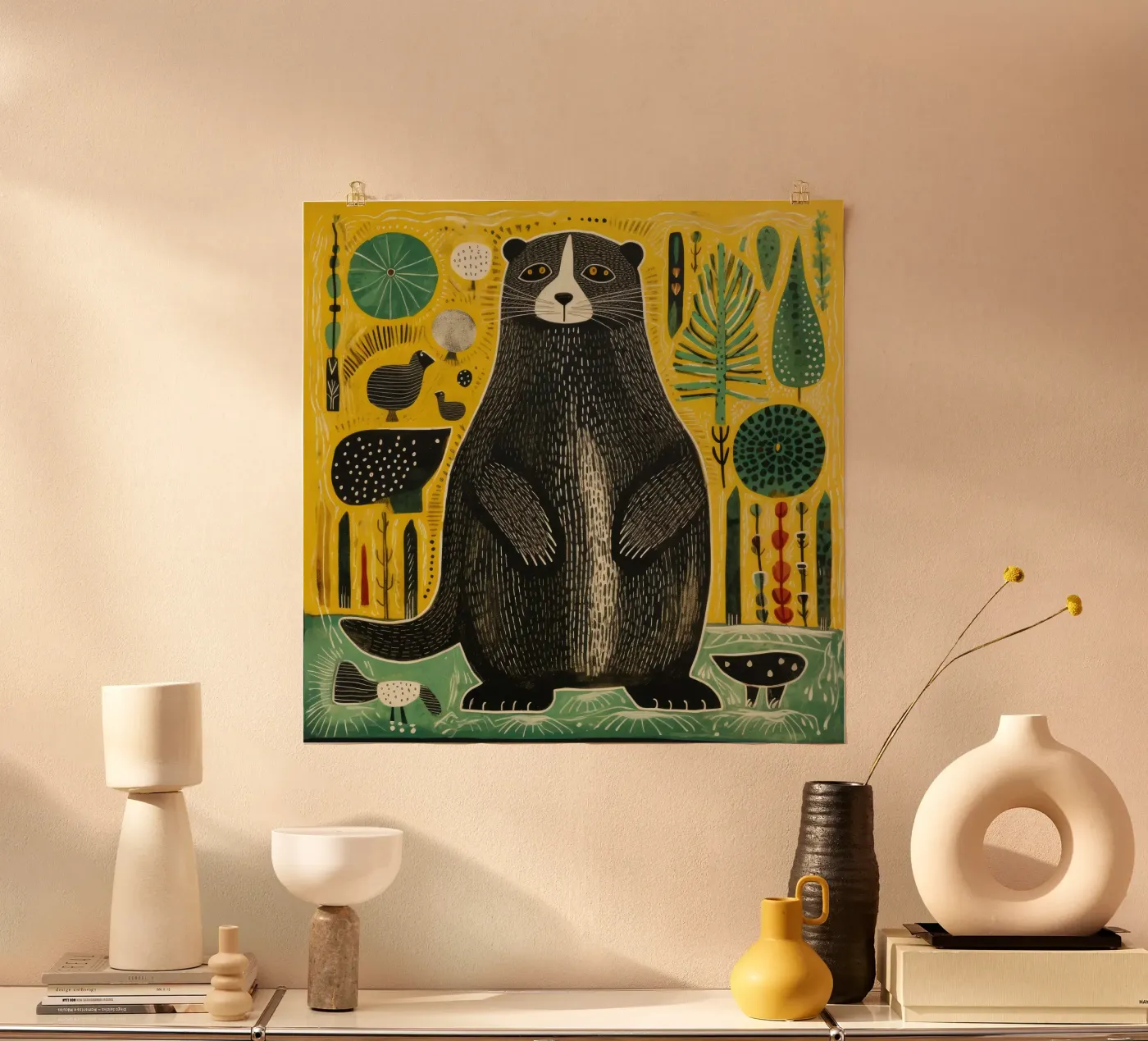 Green Marmot poster da Minimal Animal Art