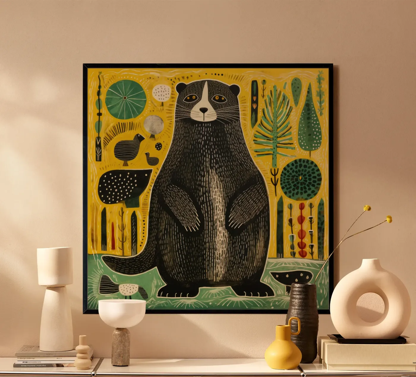 Green Marmot poster da Minimal Animal Art