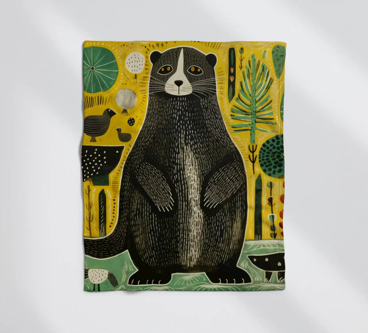Green Marmot 1 fleece blanket by Minimal Animal Art