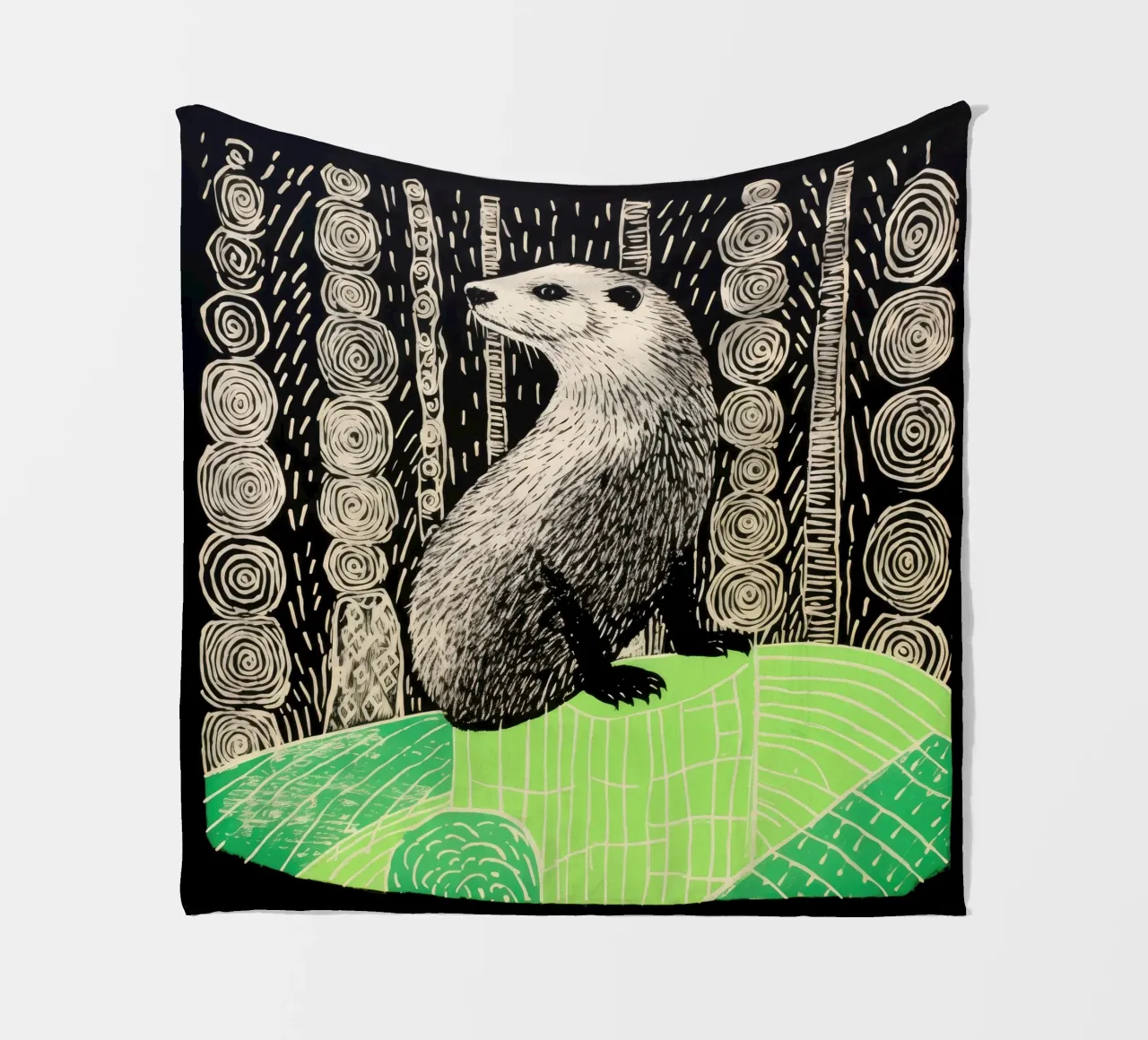 Marmotta verde 2 coperta in pile da Minimal Animal Art