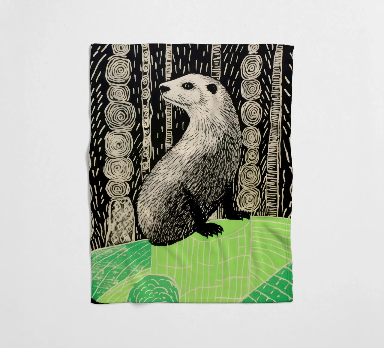 Marmotta verde 2 coperta in pile da Minimal Animal Art
