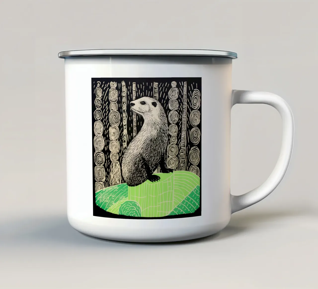 Marmotta verde 2 tazza in smalto da Minimal Animal Art