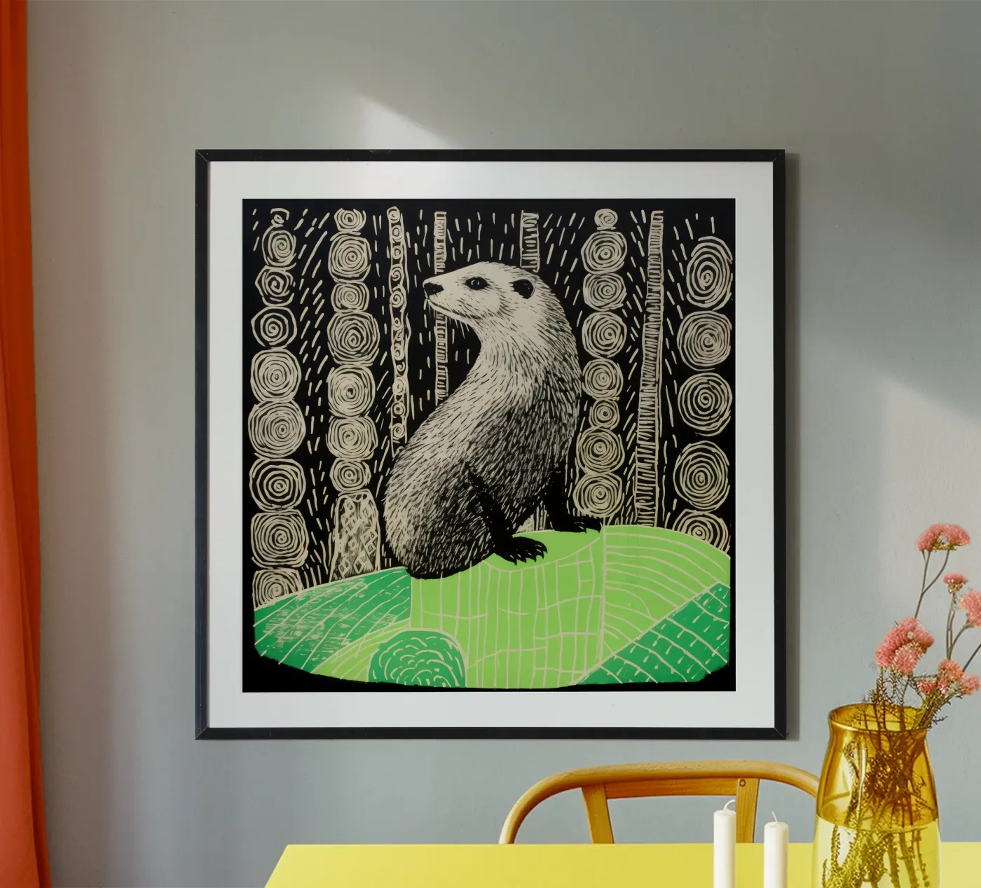 Marmotta verde poster da Minimal Animal Art