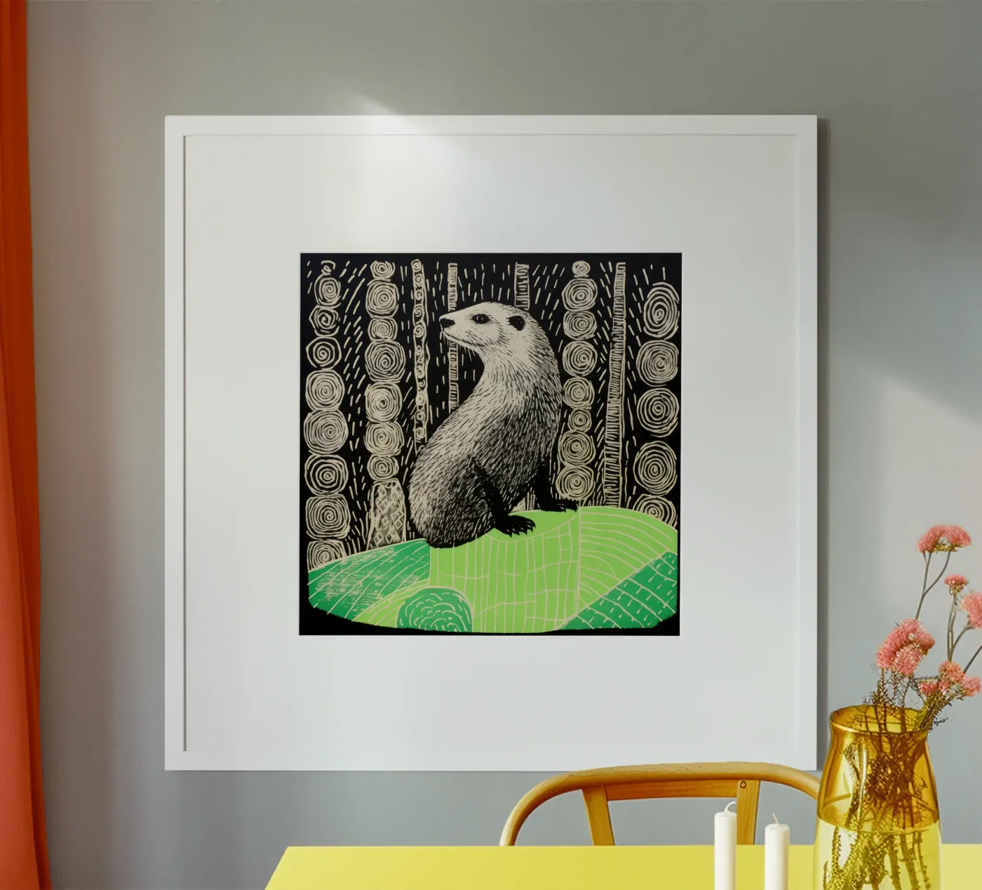 Marmotta verde poster da Minimal Animal Art