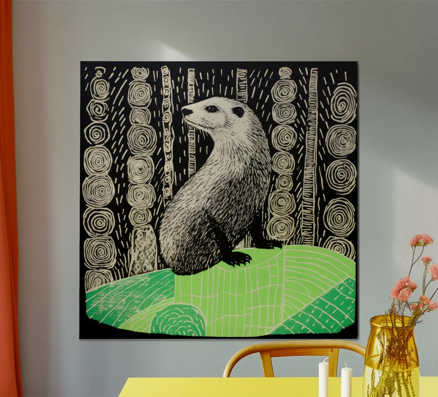 Marmotta verde poster da Minimal Animal Art