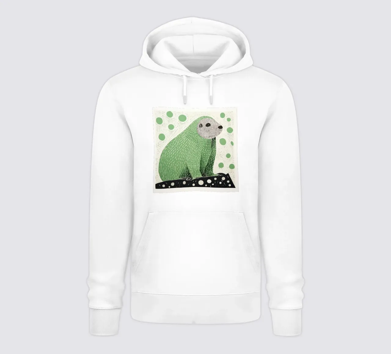 Marmotta verde 4 felpa con cappuccio da Minimal Animal Art