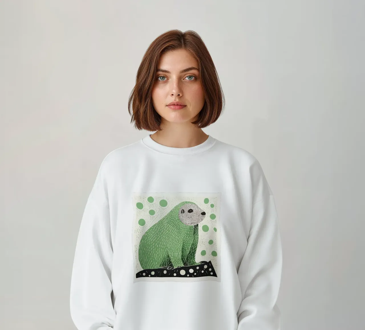 Marmotta verde 4 felpa da Minimal Animal Art