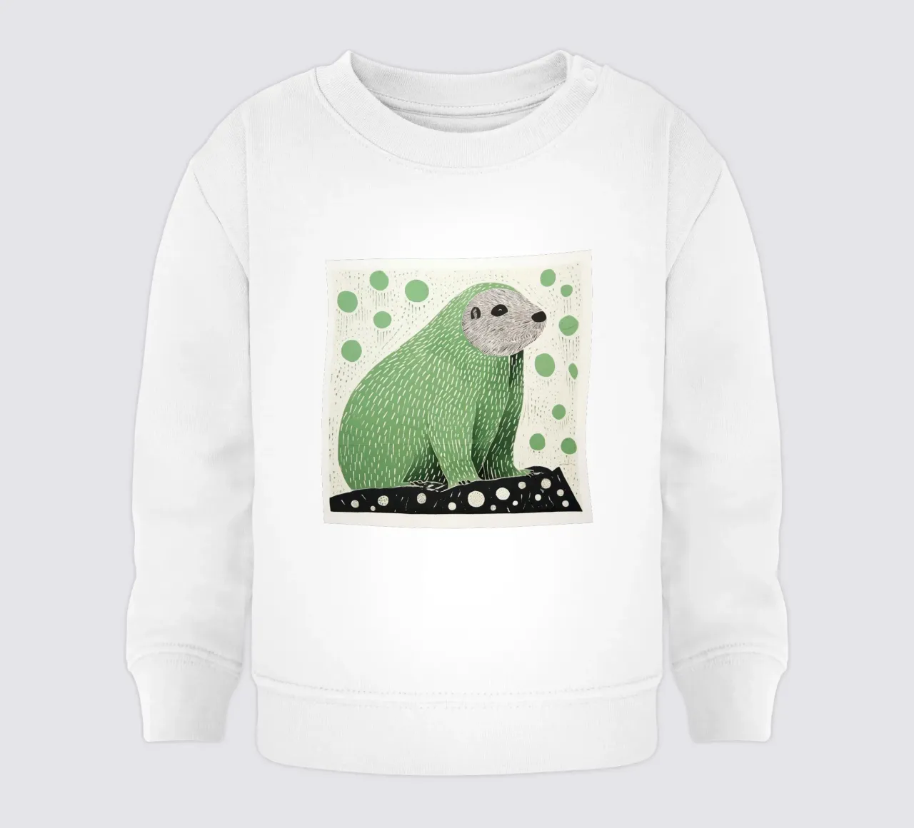 Marmotta verde 4 felpa neonato da Minimal Animal Art