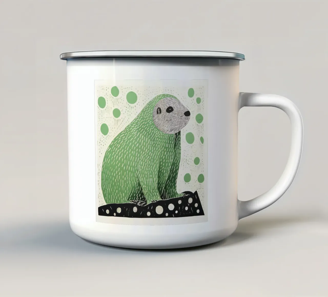 Marmotta verde 4 tazza in smalto da Minimal Animal Art