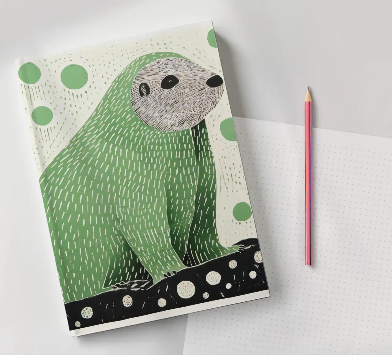 Green Marmot 4 notebook by Minimal Animal Art