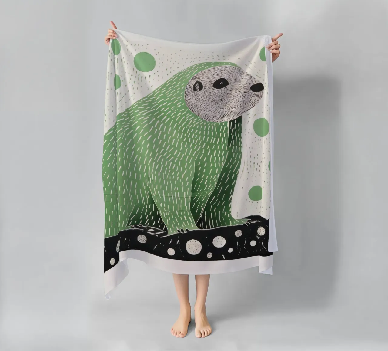 Marmotta verde 4 telo mare da Minimal Animal Art