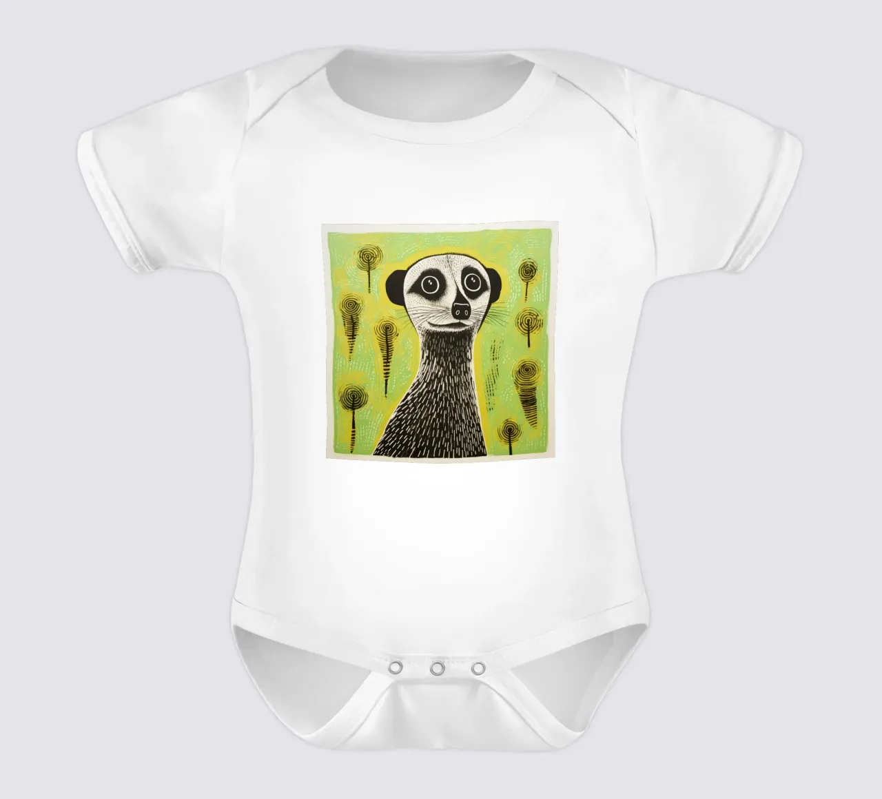 Meerkat verde 1 body neonato maniche corte da Minimal Animal Art