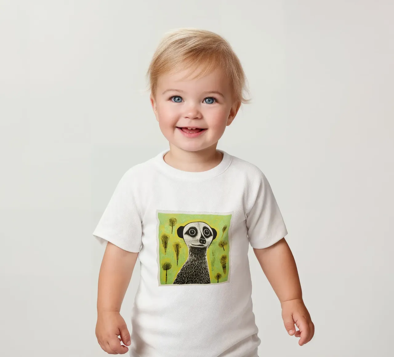 Meerkat verde 1 maglietta neonato da Minimal Animal Art