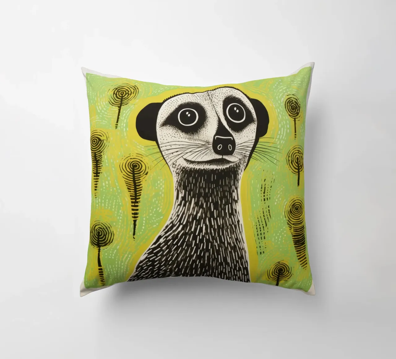 Meerkat verde 1 cuscino da Minimal Animal Art