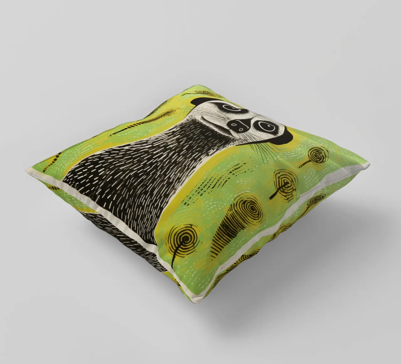 Meerkat verde 1 cuscino da Minimal Animal Art