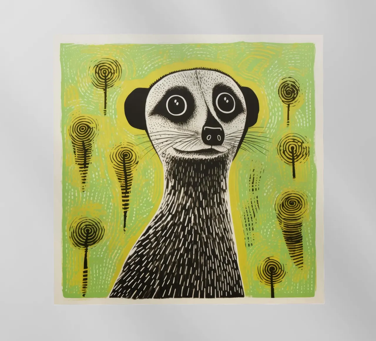 Meerkat verde 1 pellicola backlit da Minimal Animal Art