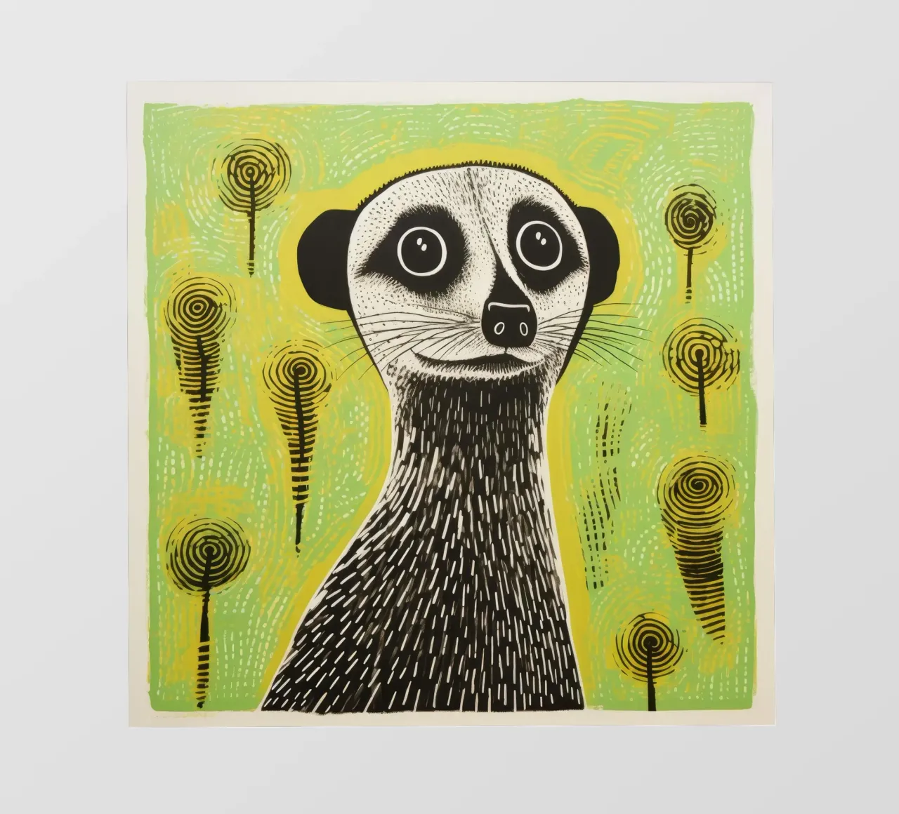 Meerkat verde 1 pellicola backlit da Minimal Animal Art