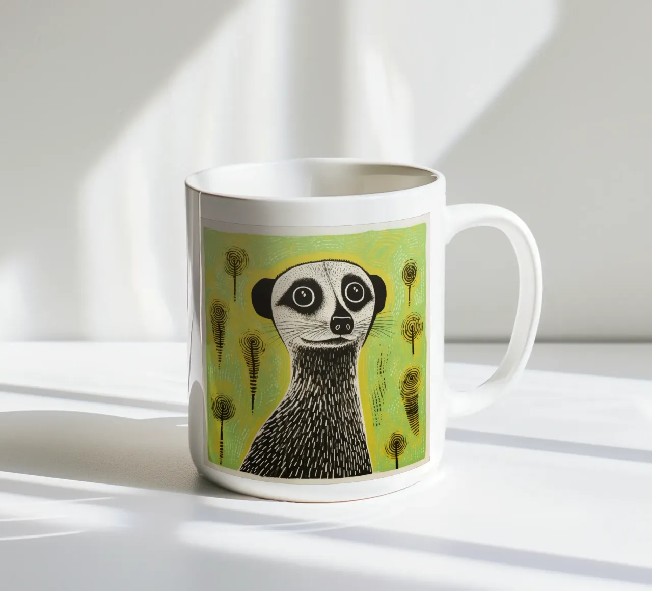 Meerkat verde 1 tazza in ceramica da Minimal Animal Art