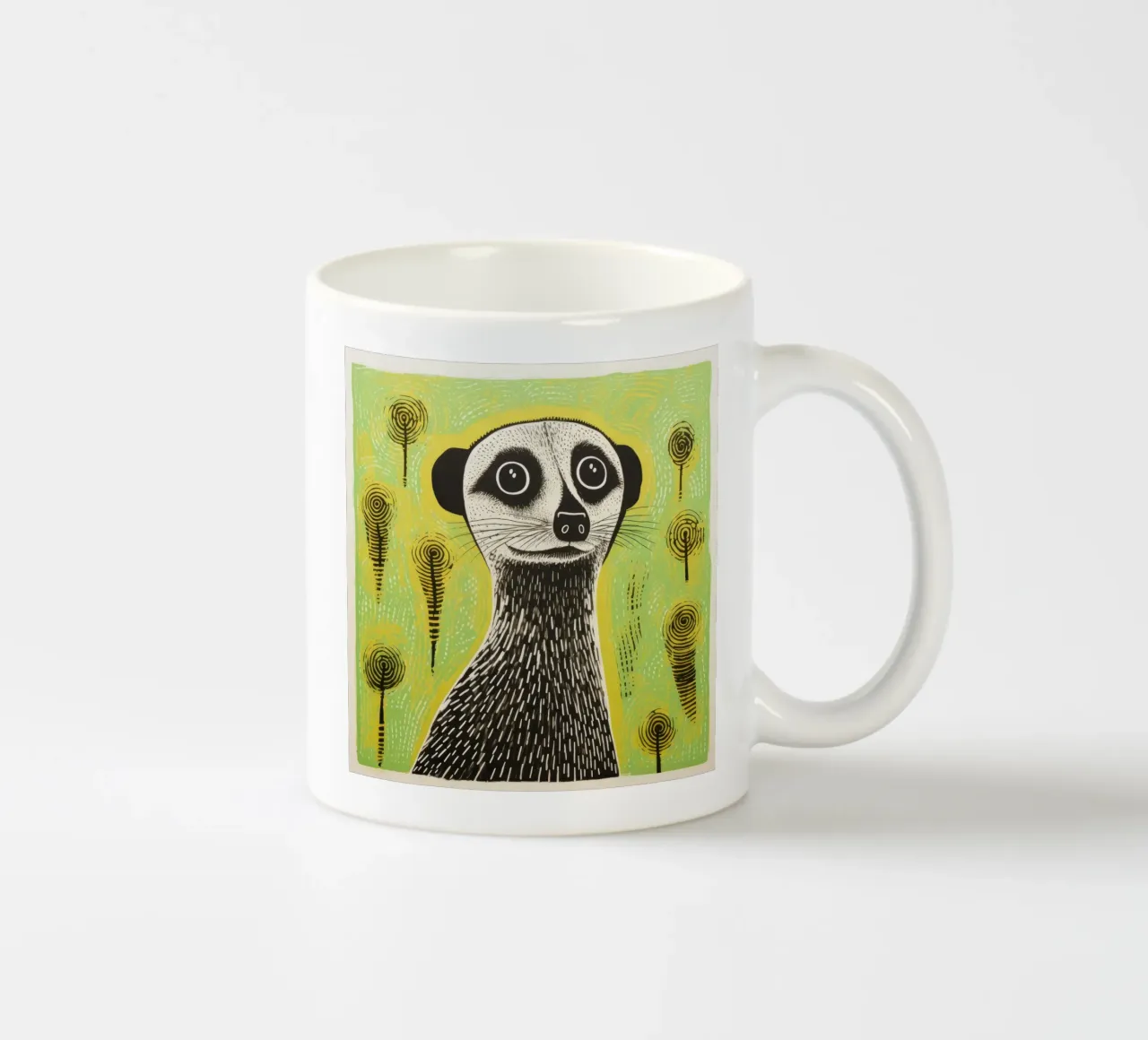 Meerkat verde 1 tazza in ceramica da Minimal Animal Art
