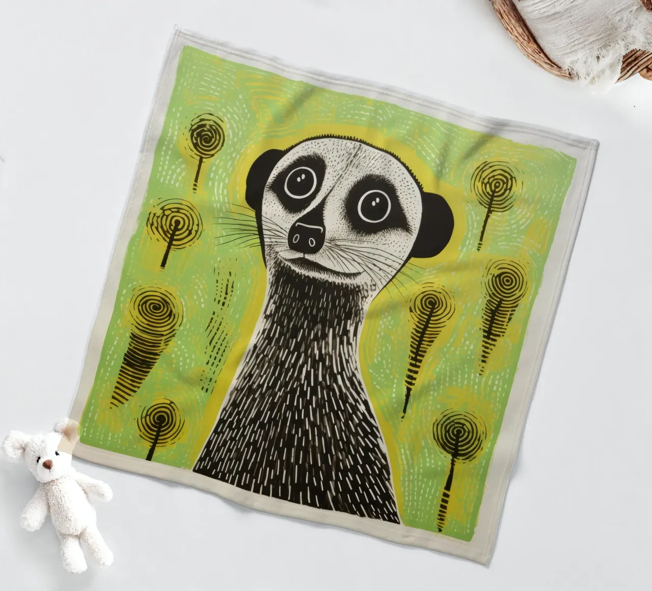 Meerkat verde 1 coperta in pile da Minimal Animal Art