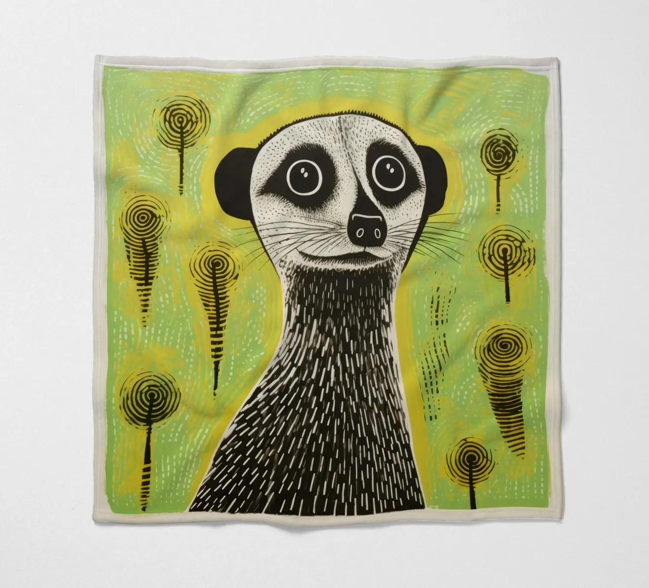 Meerkat verde 1 coperta in pile da Minimal Animal Art