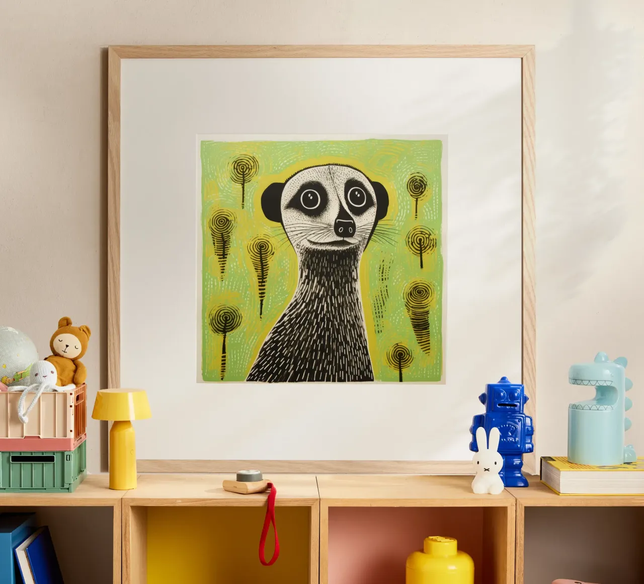 Meerkat verde 1 carta hahnemühle da Minimal Animal Art