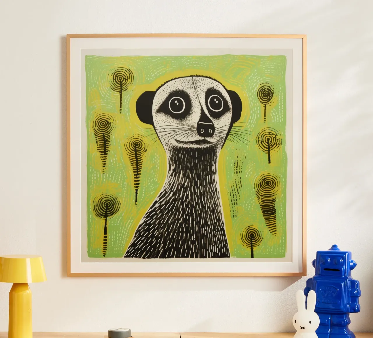 Meerkat verde 1 carta hahnemühle da Minimal Animal Art